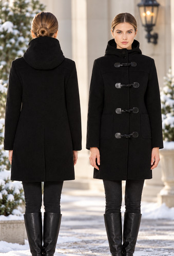 Woman wool red - black, duffle