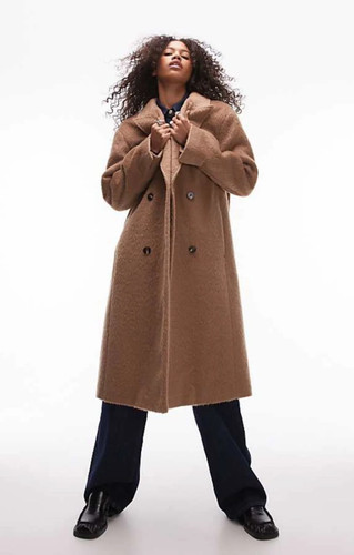 Topshop womens coat - camel, wool