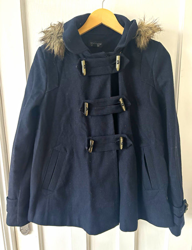 Topshop navy hooded wool blend - navy,