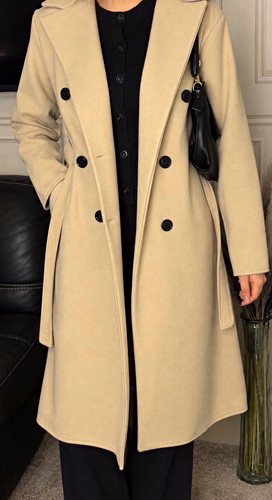 Cream trench coat for women - coat,