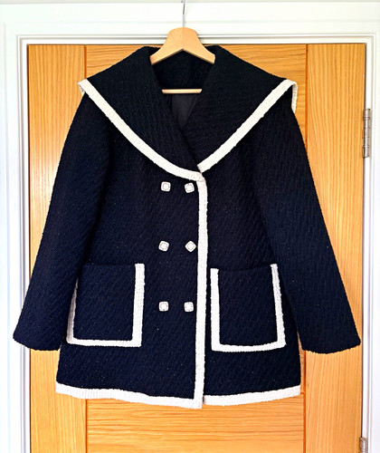 Women black tweed wool blend - black,
